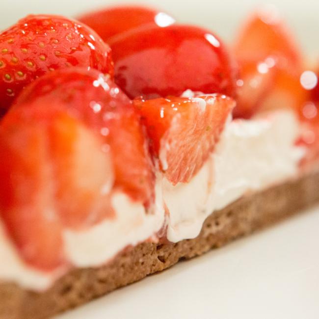 Sliced strawberry pie